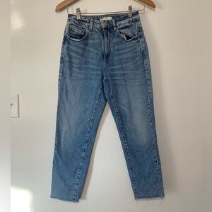 Garage Denim women's 26 mom straight leg raw hem high rise jeans EUC